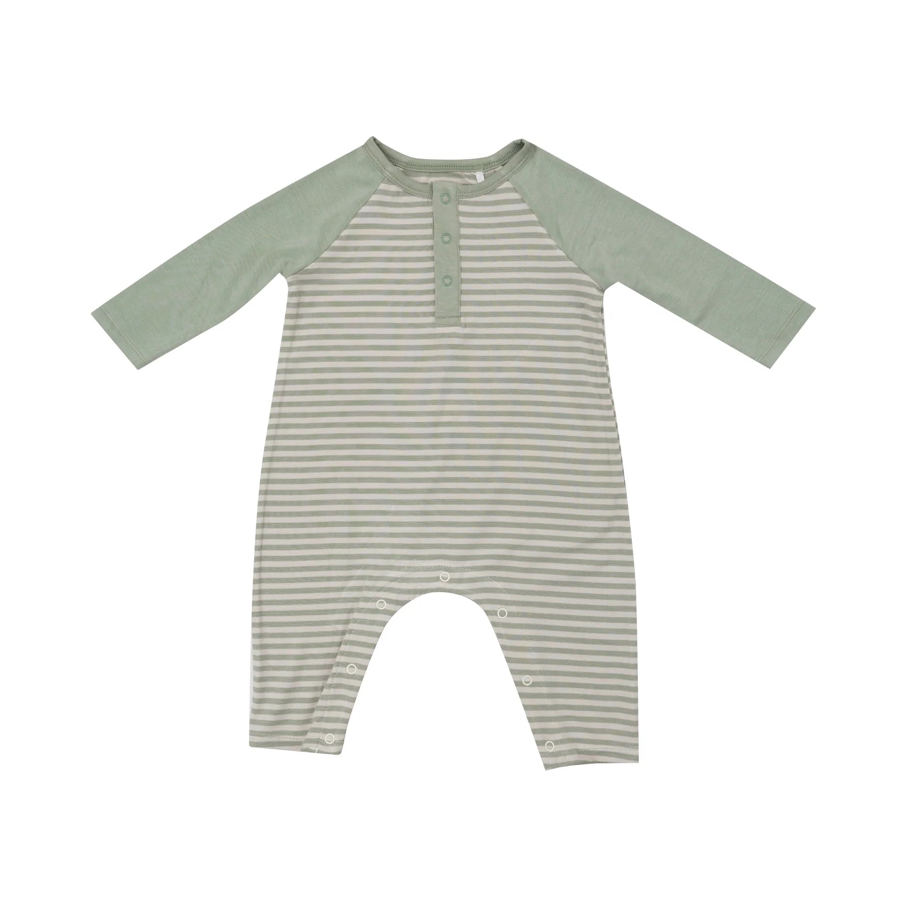 Raglan Henley Romper | Desert Sage Stripe