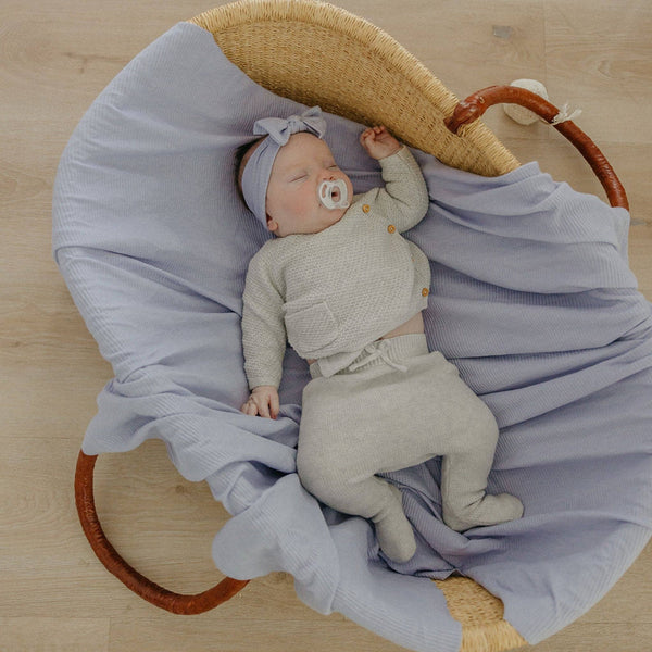 Rib Knit Swaddle Blanket | Periwinkle