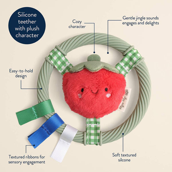 Itzy Ring Pal™ - Teething Ring with Plush Character | Taupe Bear