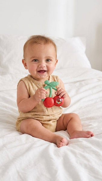 Bitzy Shake™ - Silicone Teether with Rattle | Cherries