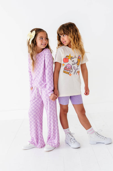 Ribbed Set | Preppy Purple Check
