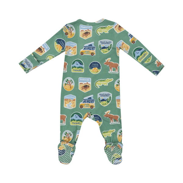 Newborn 2-Way Zipper Footie | National Park Stickers