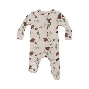 Newborn 2-Way Zipper Footie | Sweet Brown Bears