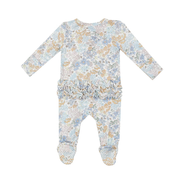 2-Way Zipper Ruffle Back Footie | Edith Floral