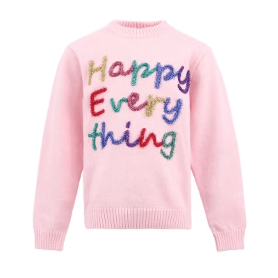 Happy Everything Tinsel Sweater | Pink