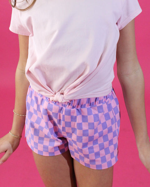 Checkered Shorts | Purple