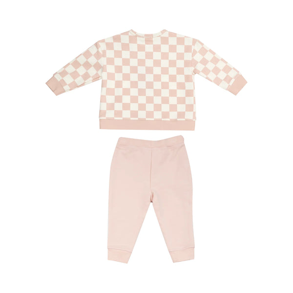 Sweatshirt & Jogger Set | Checkerboard Pink