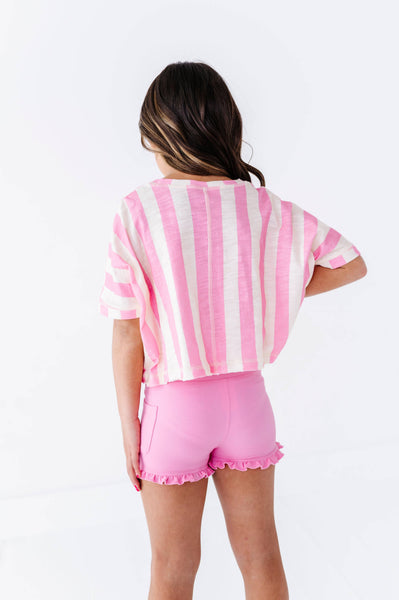 Boxy Crop Tee | Cotton Candy Stripe