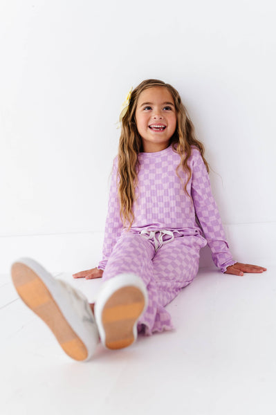 Ribbed Set | Preppy Purple Check