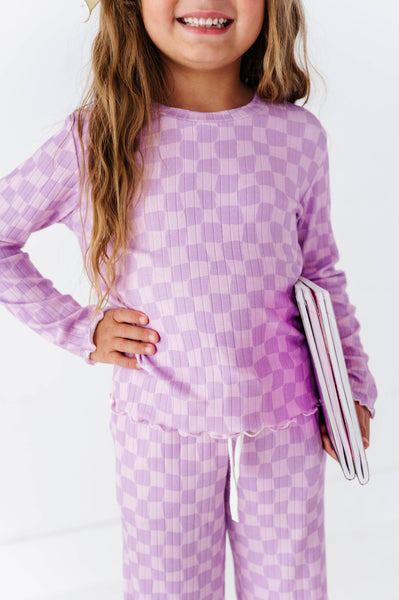 Ribbed Set | Preppy Purple Check