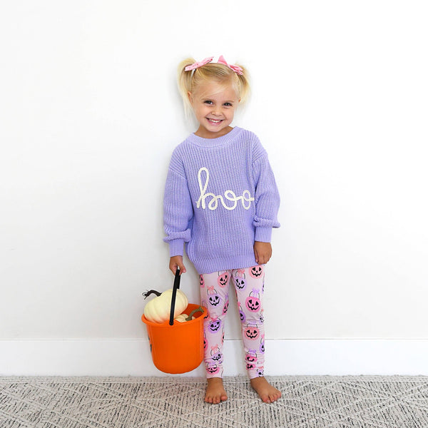 Boo Purple Solid Knit Sweater