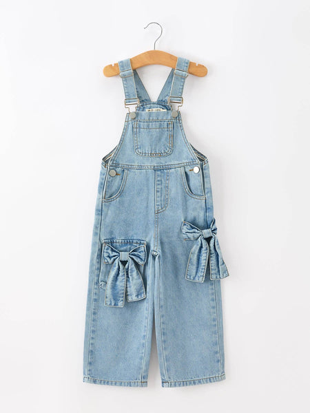 PREORDER ITEM 8/21| Wide Leg Bow Denim Overalls