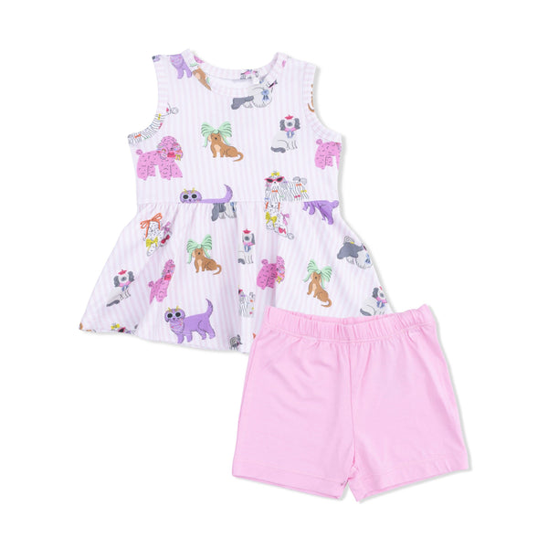 Peplum Tank Top & Bike Shorts | Fancy Dogs