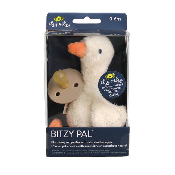 Bitzy Pal Natural Rubber Pacifier & Plush | Goose