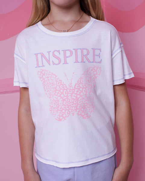 Inspire Leopard Print Butterfly Graphic Tee
