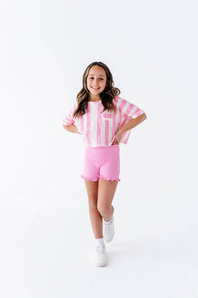 Boxy Crop Tee | Cotton Candy Stripe
