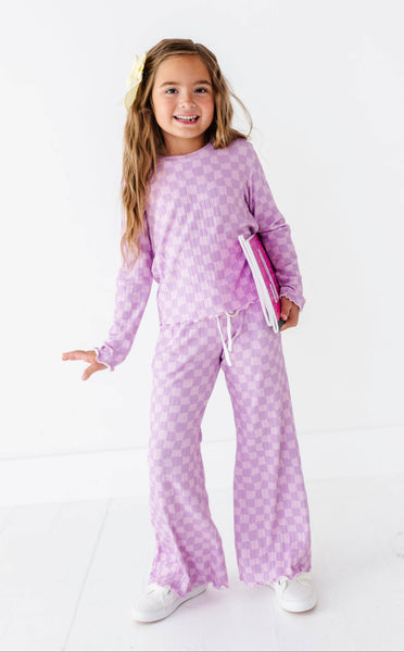 Ribbed Set | Preppy Purple Check