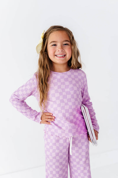 Ribbed Set | Preppy Purple Check