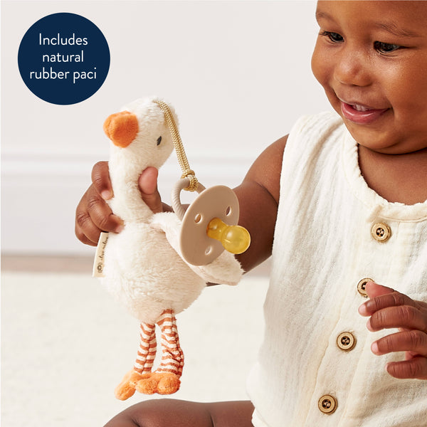 Bitzy Pal Natural Rubber Pacifier & Plush | Goose