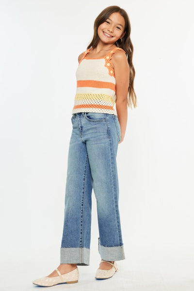 High Rise Crop Wide Leg Jeans | Medium Wash