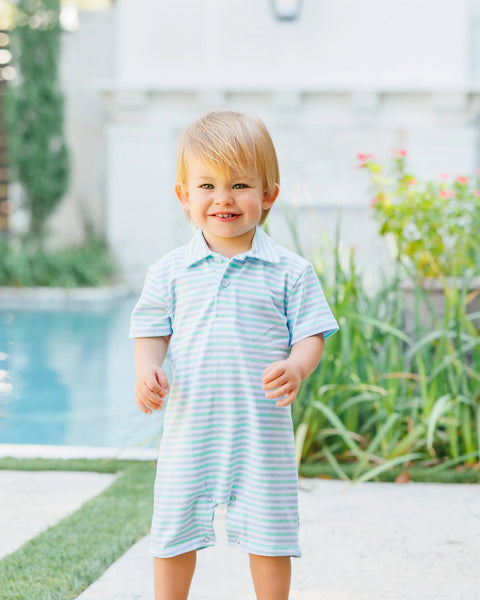 Michael Polo Romper | Seaside Stripe