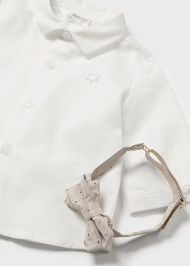 Button-Down Shirt with Bow Tie | Off White