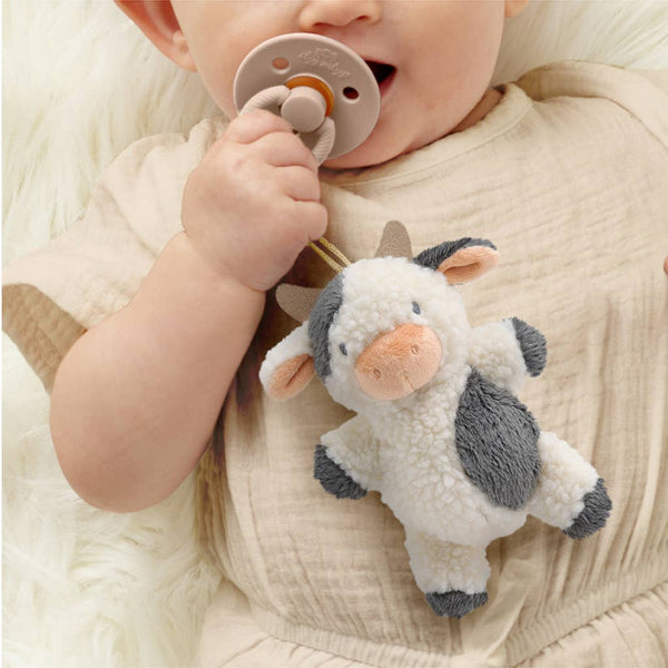 Bitzy Pal Natural Rubber Pacifier & Stuffed Animal | Cow