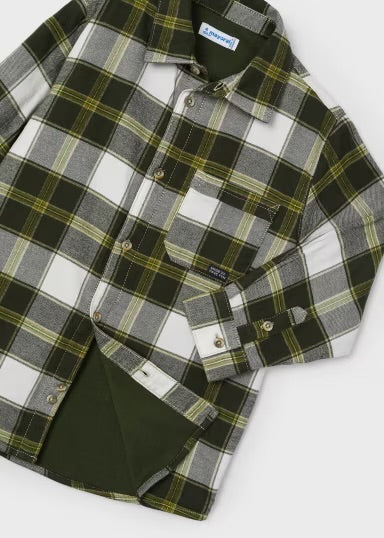 Plaid Lined Overshirt | Moss