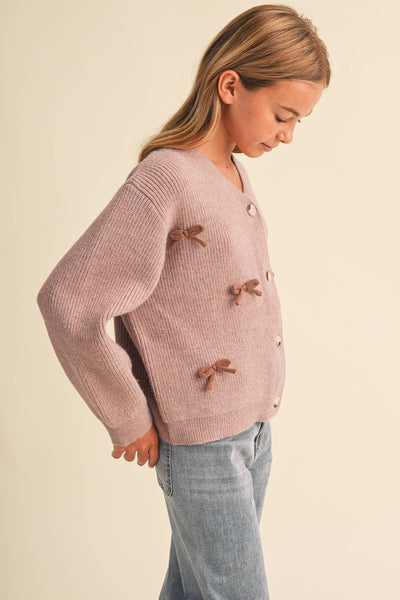 Bow Detail Mauve Sweater