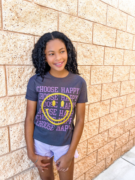 Choose Happy Chenille Happy Face Tee