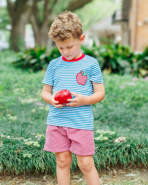 Apple Pocket Appliqué Short Set