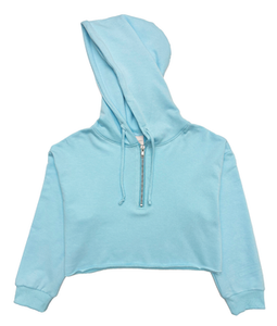 Cloud Crop Half Zip Hoodie | Baby Blue (7-16) – Little Belles & Beaus