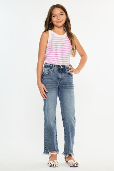 High Rise Slim Straight Denim Jeans | Dark Wash