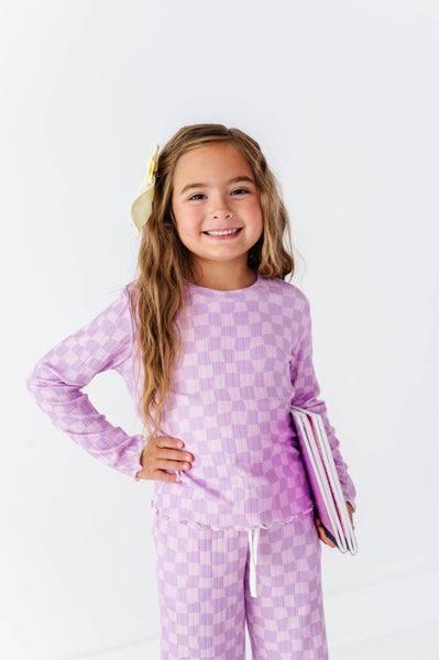 Ribbed Set | Preppy Purple Check