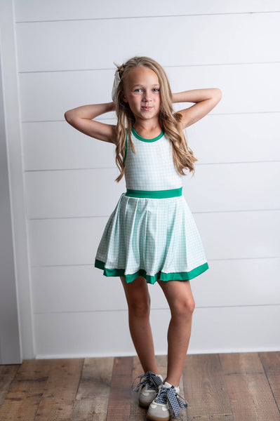 Athletic Active Sport Dress | Green Check