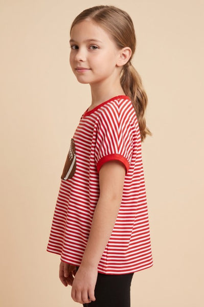 Football Patch Striped Top | Red