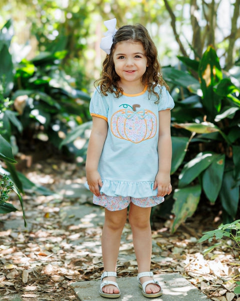 Pumpkin Patch Petals Appliqué Ruffle Short Set