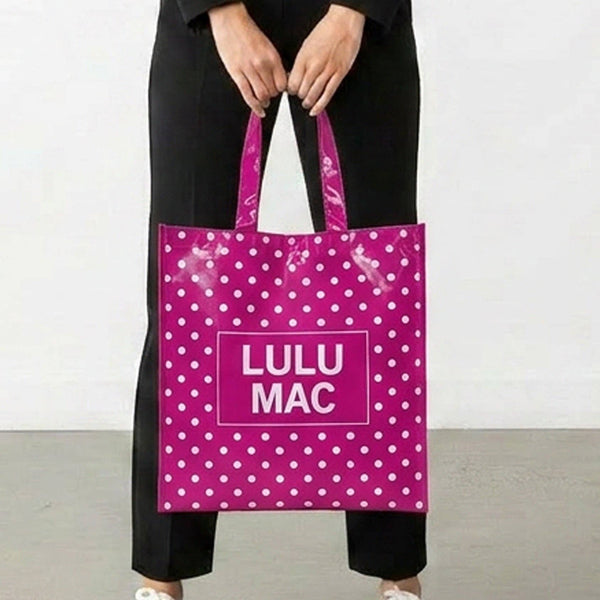 Lulu Mac Reusable Tote | Hot Pink/White Polka Dot