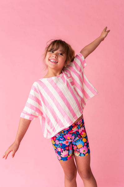 Boxy Crop Tee | Cotton Candy Stripe
