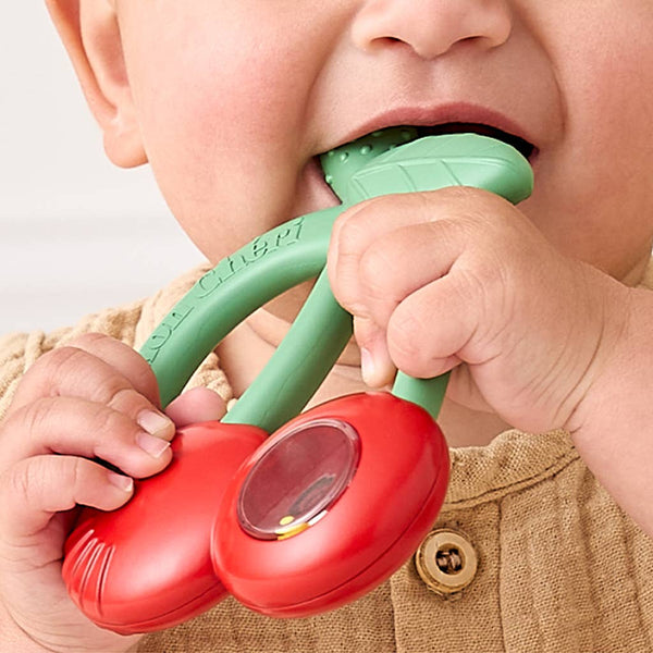 Bitzy Shake™ - Silicone Teether with Rattle | Cherries