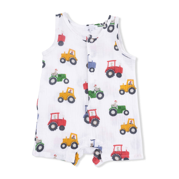 Sleeveless Shortie Romper | Tractor Friends