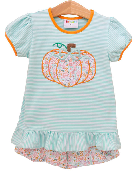 Pumpkin Patch Petals Appliqué Ruffle Short Set