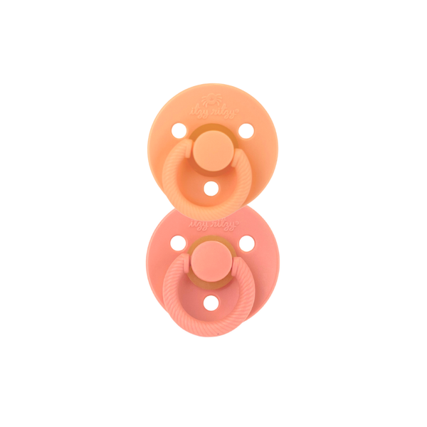 *NEW SIZE* Itzy Soother™ Natural Rubber Paci Sets: Coconut + Toast 6-18 M