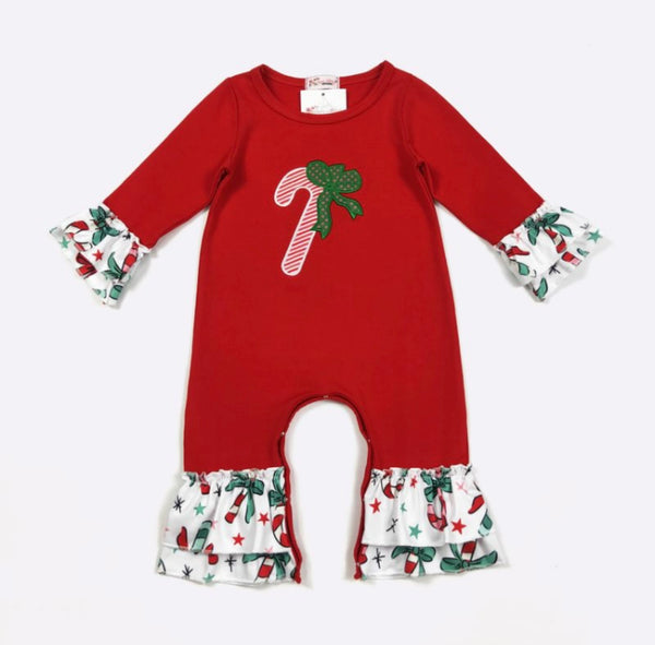 Candy Christmas Embroidered Romper