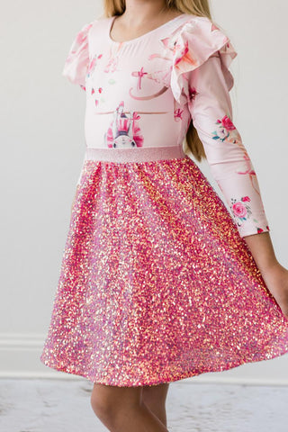 Hot Pink Sequin Twirl Skirt