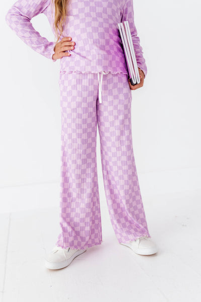 Ribbed Set | Preppy Purple Check