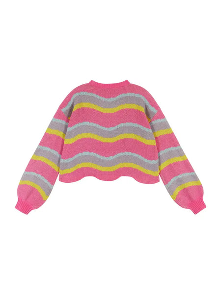 Colorblock Wavy Hem Sweater