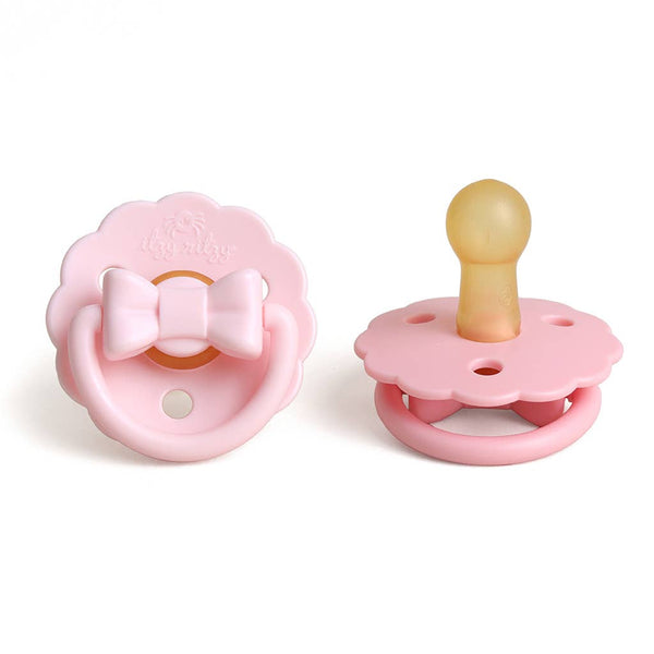 Itzy Soother™ Natural Rubber Paci Sets | Pink Bow