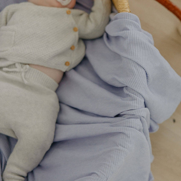 Rib Knit Swaddle Blanket | Periwinkle