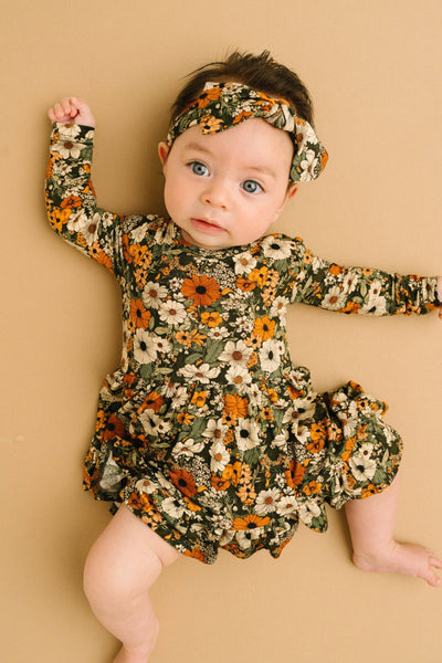 Rustic Blooms Long Sleeve Bodysuit Bamboo Dress